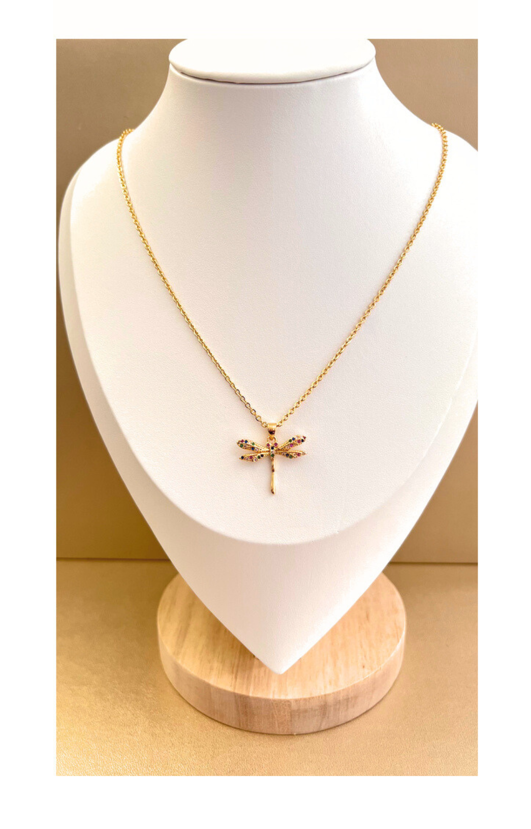 Gold Plated Copper Chain with Dragonfly Pendant