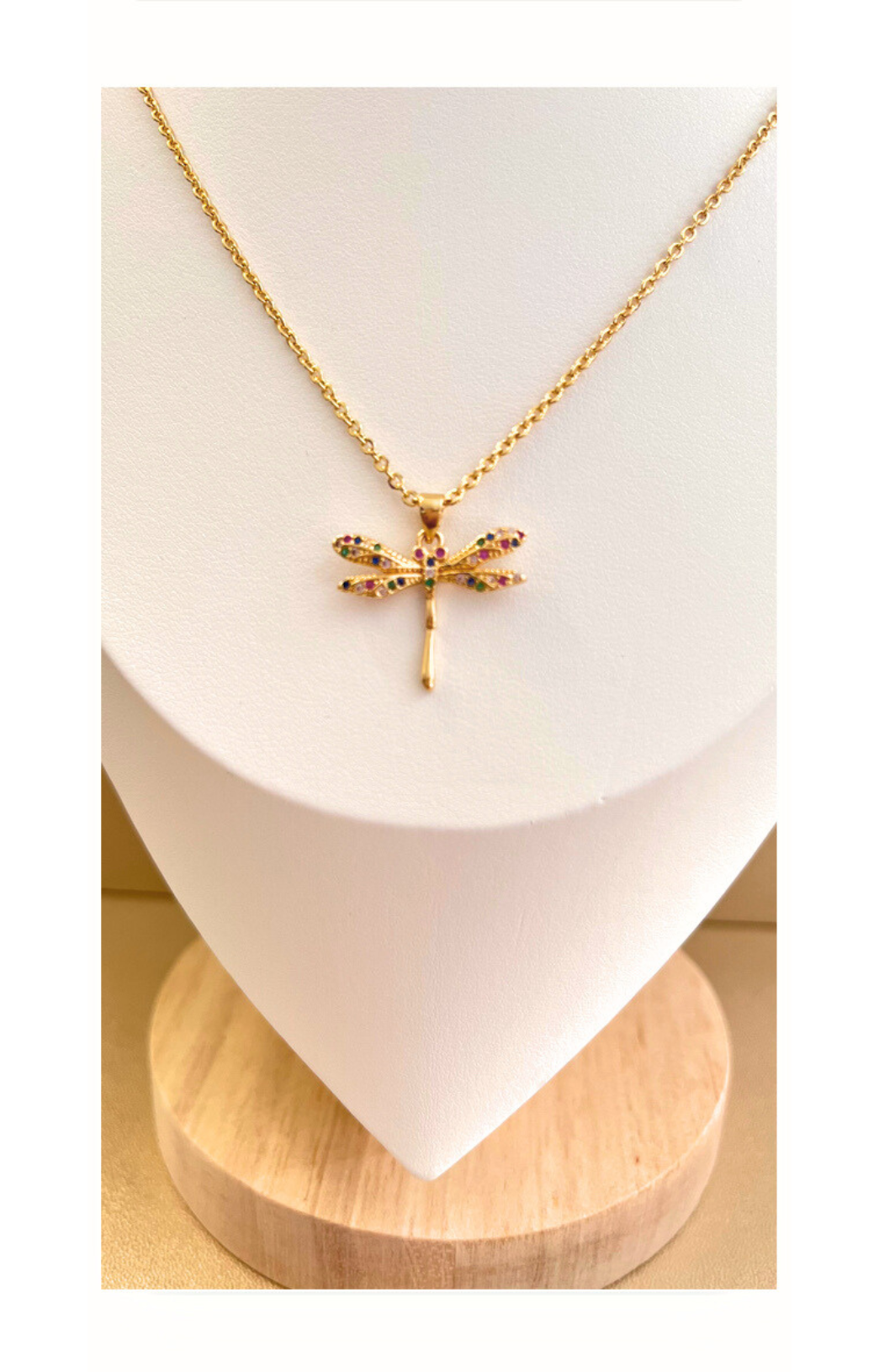 Gold Plated Copper Chain with Dragonfly Pendant