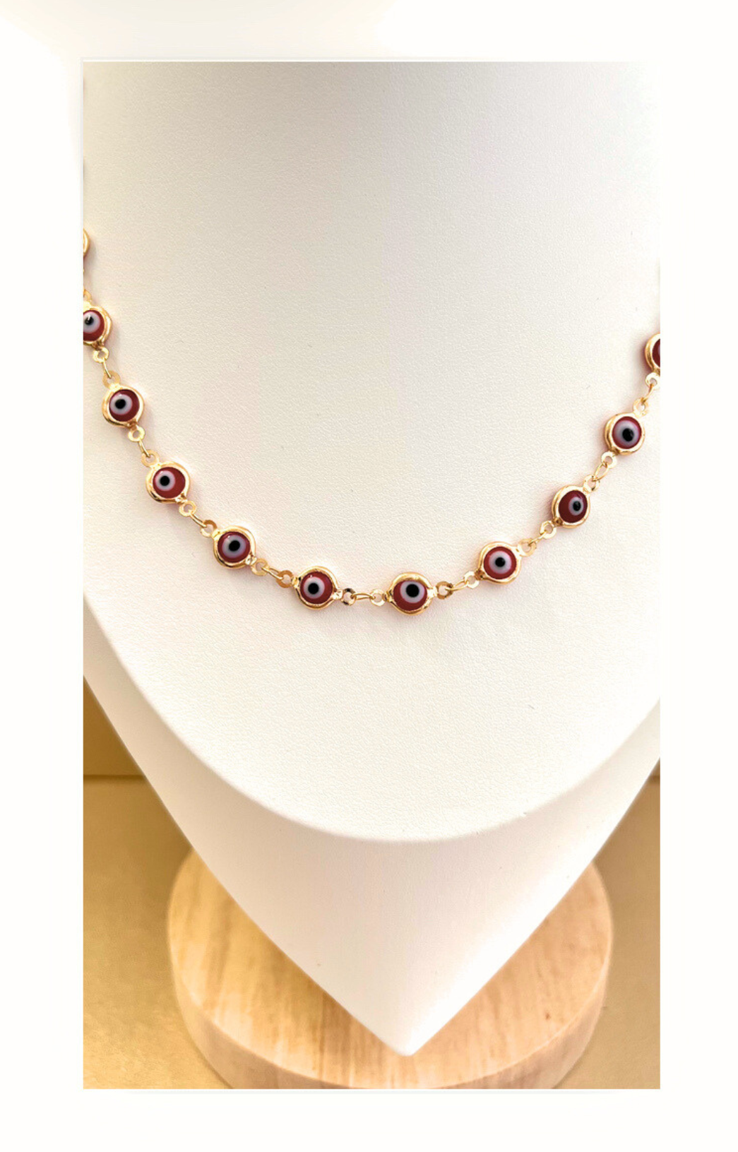 Gold-Plated Stainless Steel Red Evil Eye Necklace