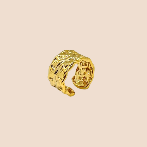 Adjustable-Gold-Plated Stainless Steel Open Ring