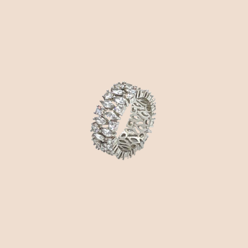 Silver plated-Synthetic Crystals Band Ring
