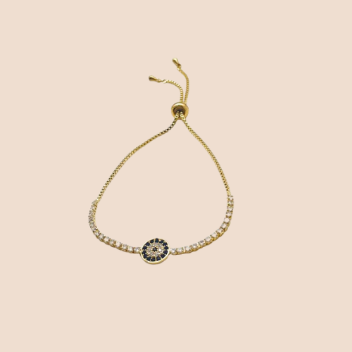 Turkish Eye Bracelet with Zircon Inlays – Adjustable Chain