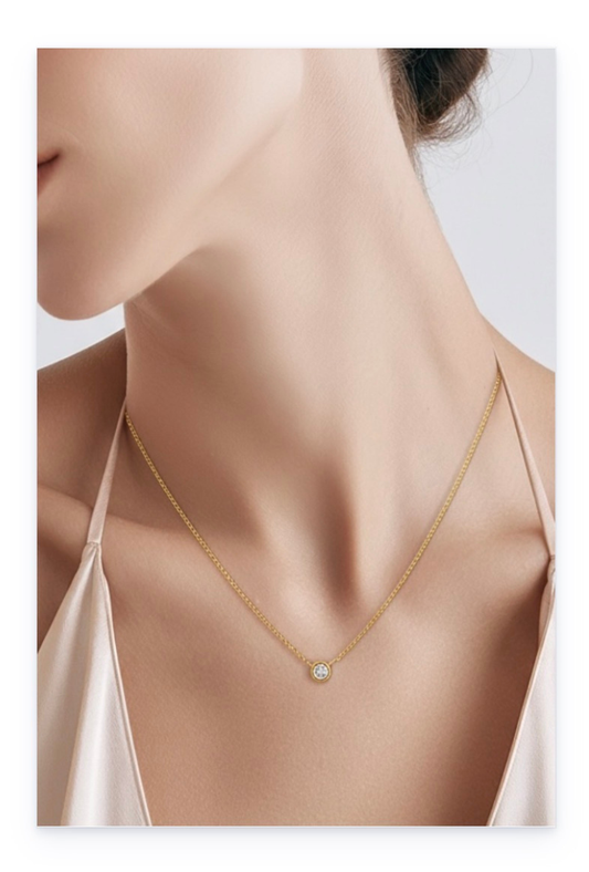 Stainless Steel Chain with Zircon Imitation Pendant