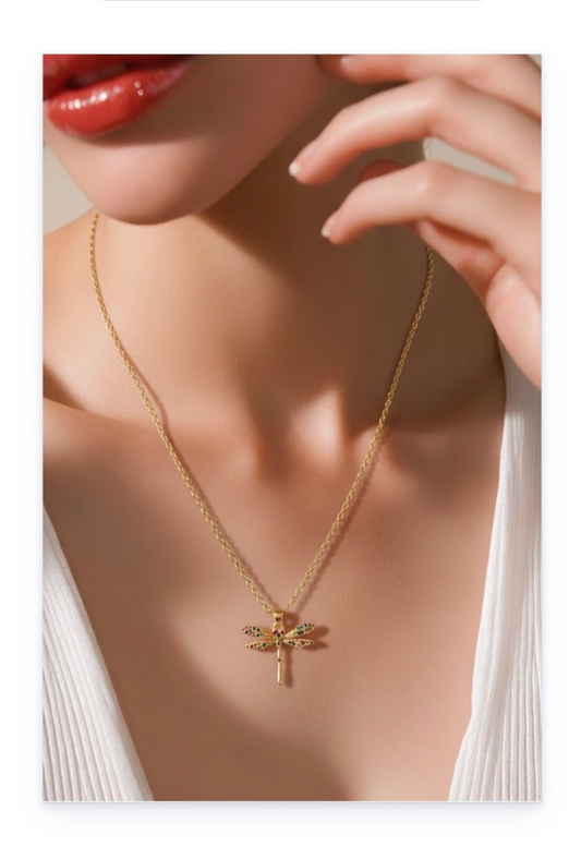 Gold Plated Copper Chain with Dragonfly Pendant