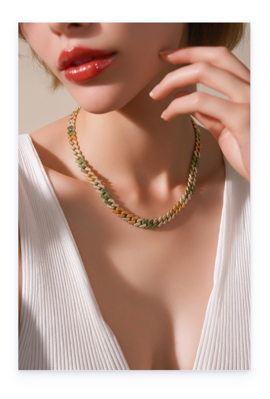 Adjustable Gold plated Necklace Zircon Inlay