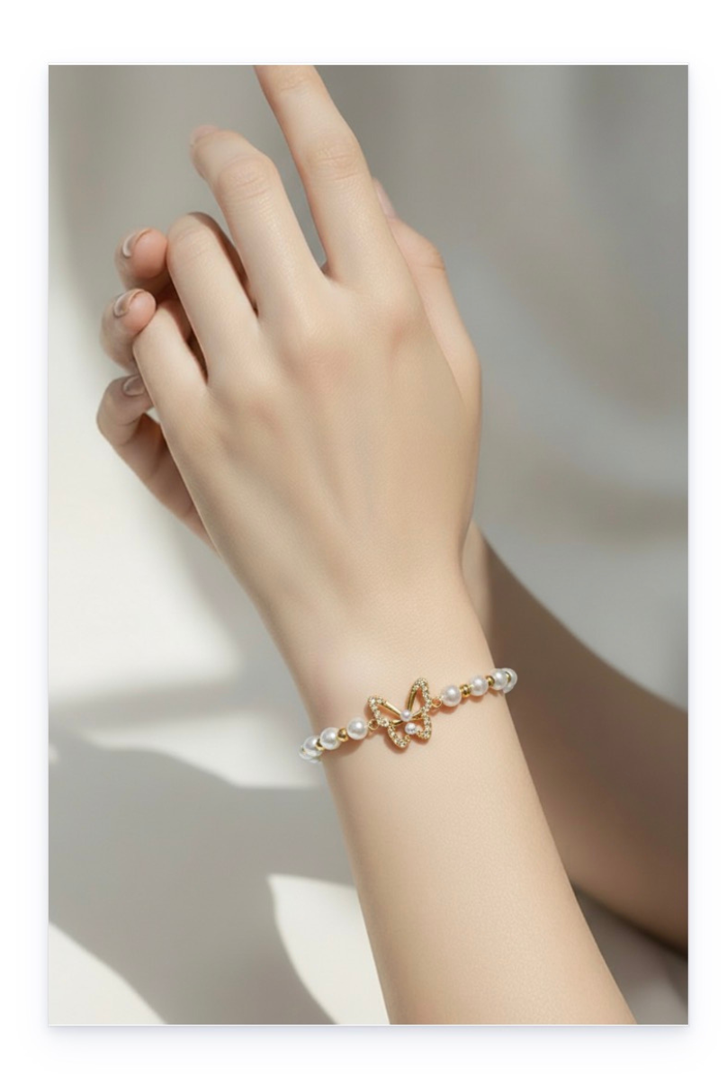 18K Gold-Plated Copper Beaded Bracelet with different Charms