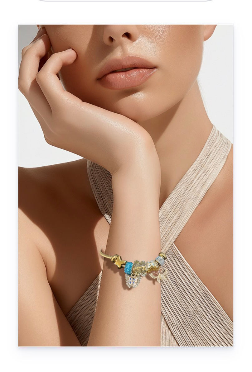 Stainless steel bracelet with dangling charms