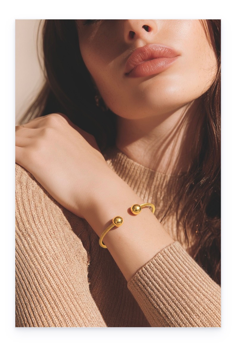 Twisted Cable Round Bracelet with 18K Gold-Plated Stainless Steel Tassels