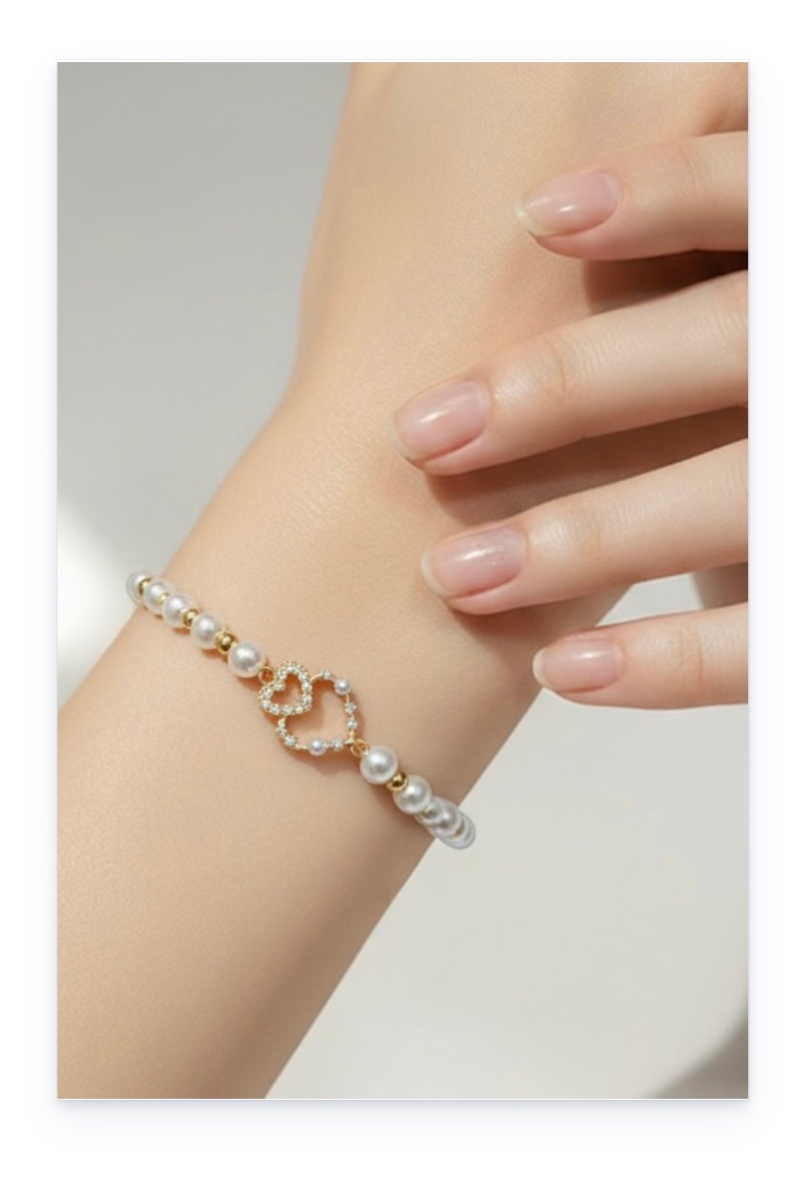 18K Gold-Plated Copper Beaded Bracelet with different Charms