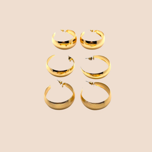 Gold and Silver-Plated Round Hoop Earrings for Daily Wear