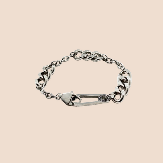 Sleek Asymmetrical Polished Titanium Steel Bracelet