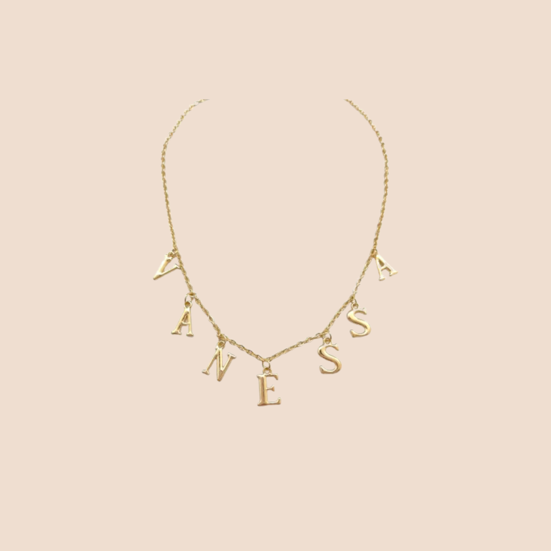 Customizable 10K Gold-Plated Letter Pendant Chains
