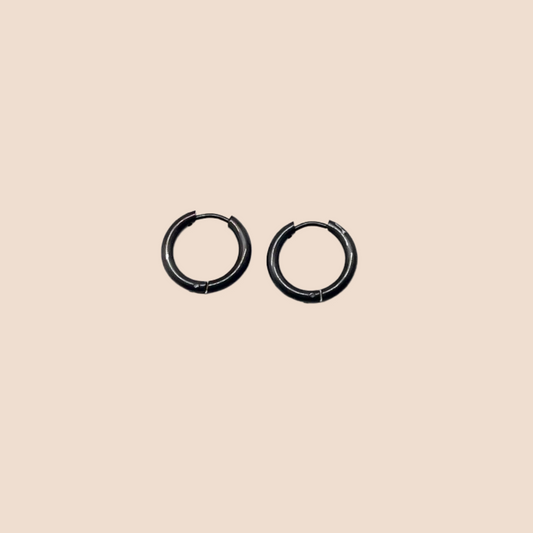 Unisex Black Stainless Steel Street Style hoops