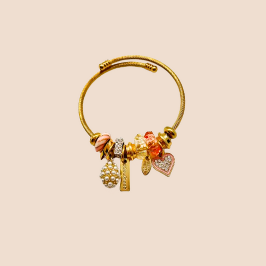 Chic Gold-Plated Stainless Steel Bangle Bracelet