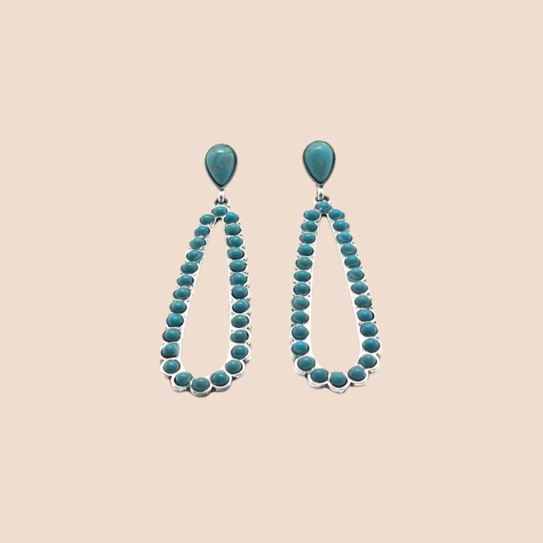 Turquoise Teardrop Alloy Earrings