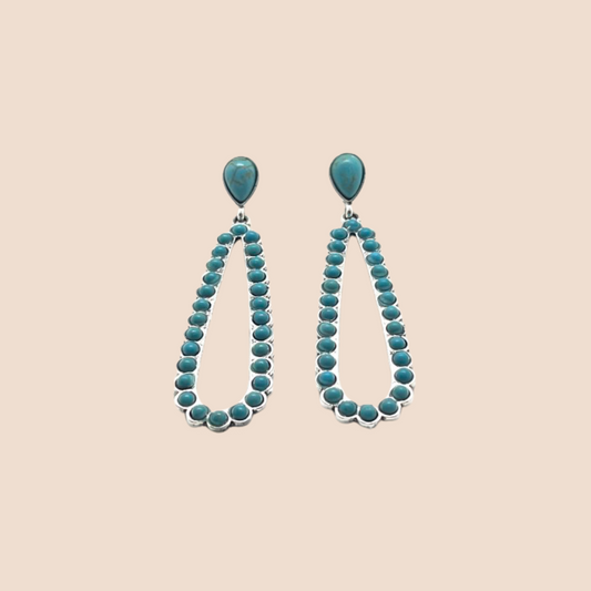 Turquoise Teardrop Alloy Earrings