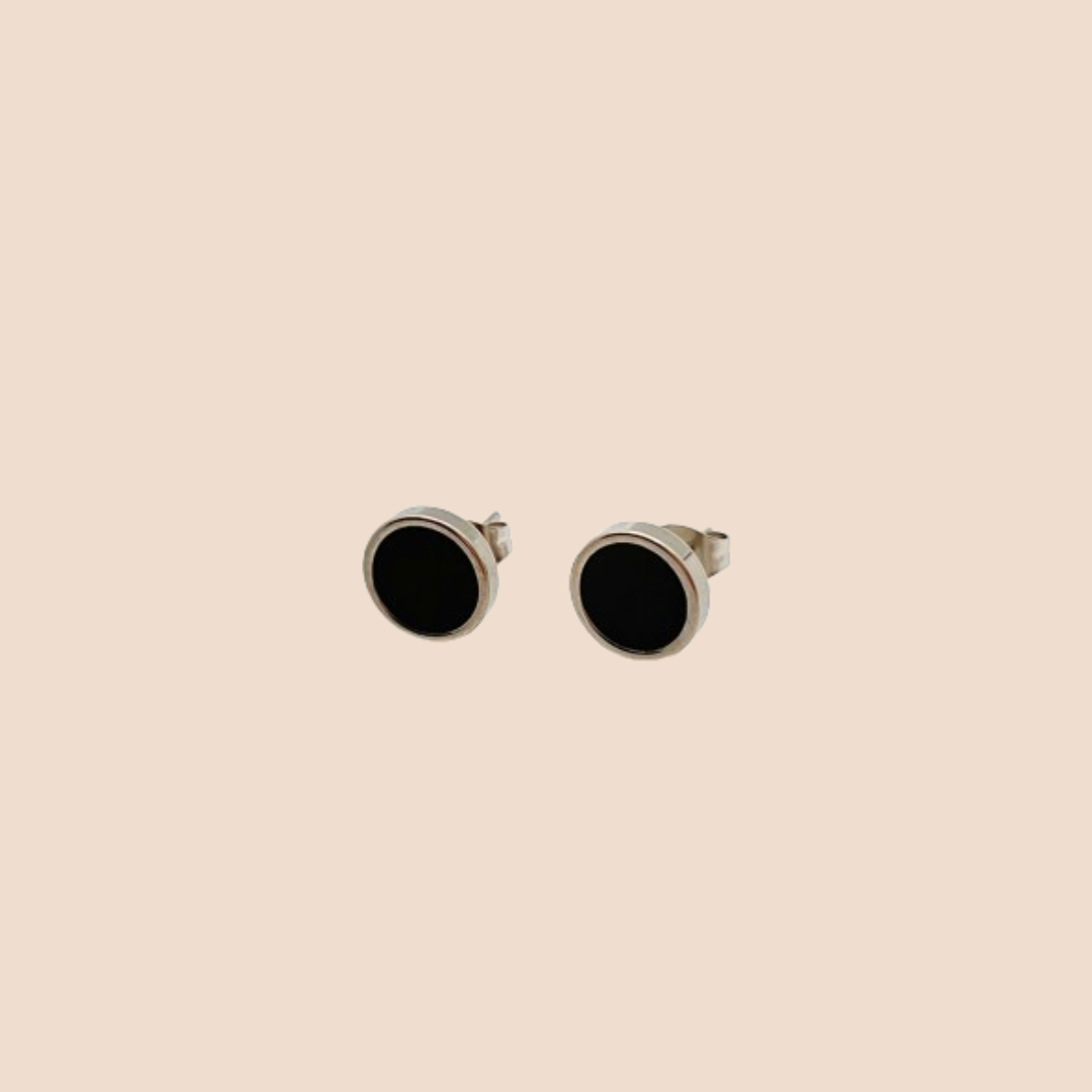 Black stainless steel stud earring for Men