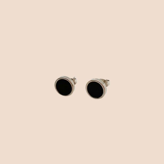 Black stainless steel stud earring for Men