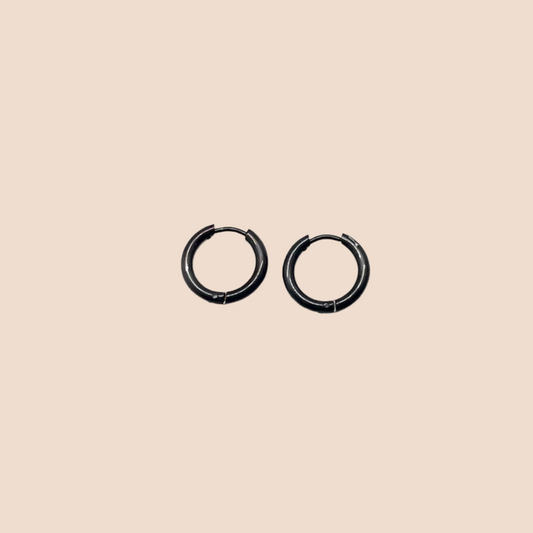 Classic Round black Stainless Steel Earrings