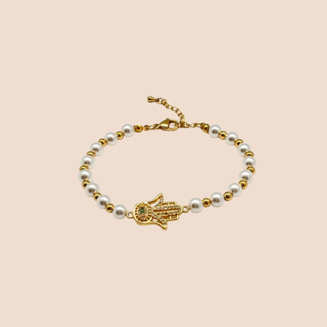 18K Gold-Plated Copper Beaded Bracelet with different Charms