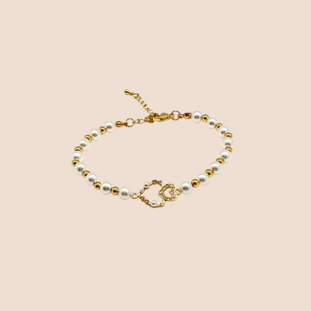18K Gold-Plated Copper Beaded Bracelet with different Charms