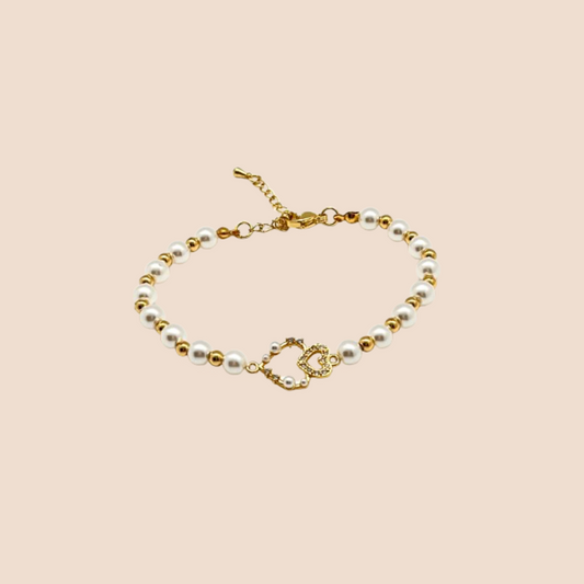 18K Gold-Plated Copper Beaded Bracelet with different Charms