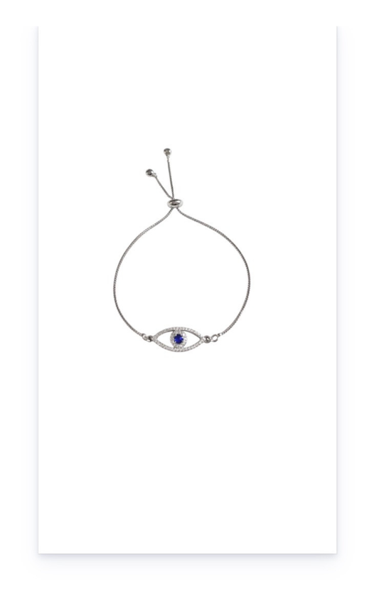 Evil Eyes Bracelet in 18k Gold-Plated Copper with Silver Finish