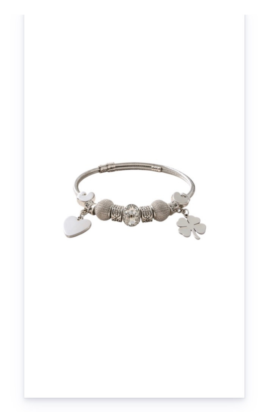 Stainless steel bracelet with dangling charms