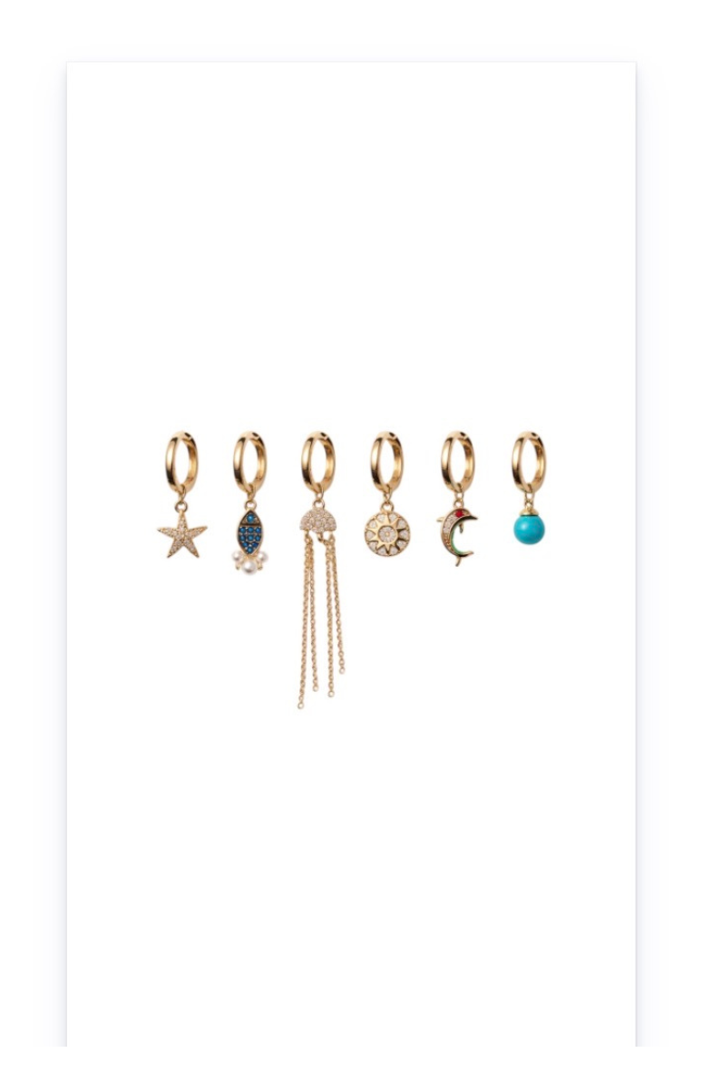 Gold-Plated Small Earrings with Ocean-Inspired Charms.