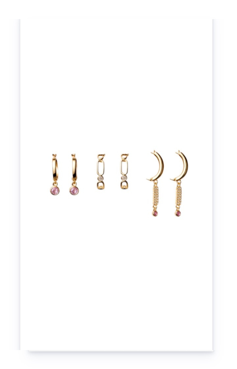 Gold-Plated Earrings with Small Hoops and Dangling Charms