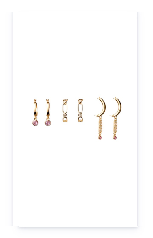 Gold-Plated Earrings with Small Hoops and Dangling Charms
