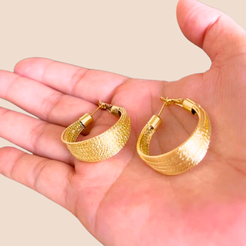 Hoop earrings, 18k gold plated, copper