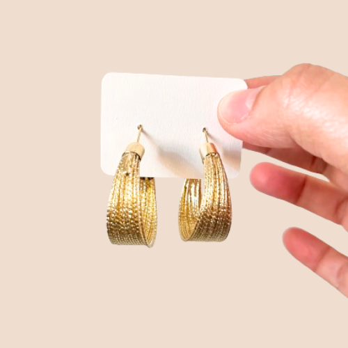 Hoop earrings, 18k gold plated, copper