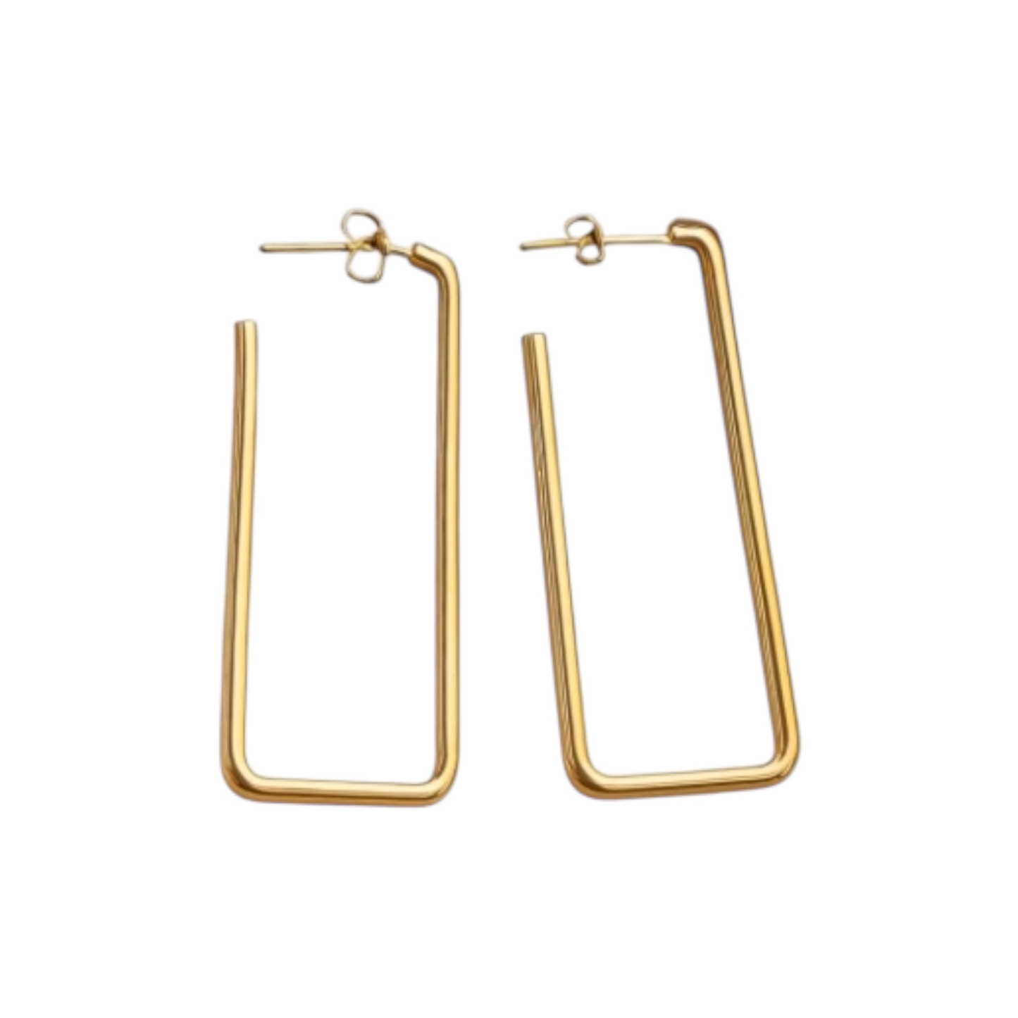Gold-Plated-stainless steel Rectangular Hoop Earrings