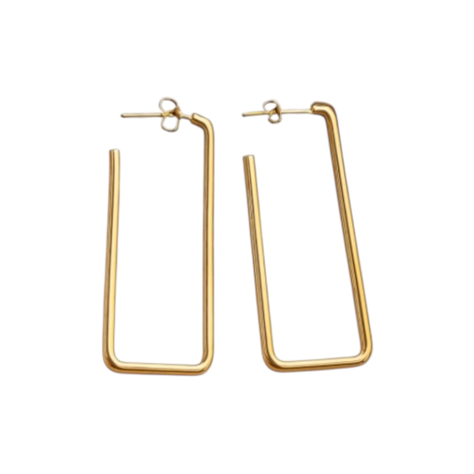 Gold-Plated-stainless steel Rectangular Hoop Earrings