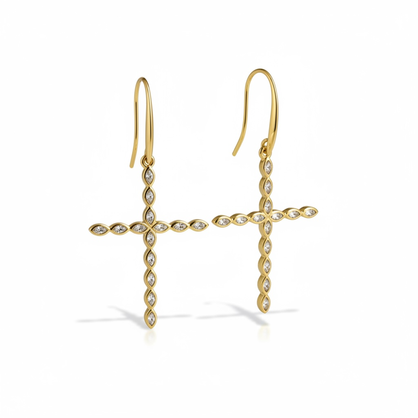 Copper and Gold-Plated Cross Dangle Earrings