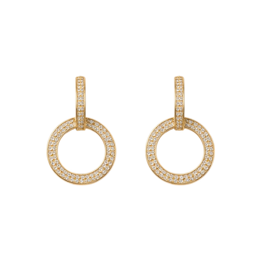 Gold-Plated Copper Ear Studs with Zircons inlay