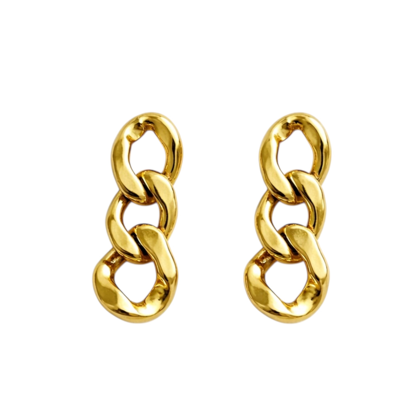 Thick Chain Dangle Earrings, Gold-Plated on Stainless Steel