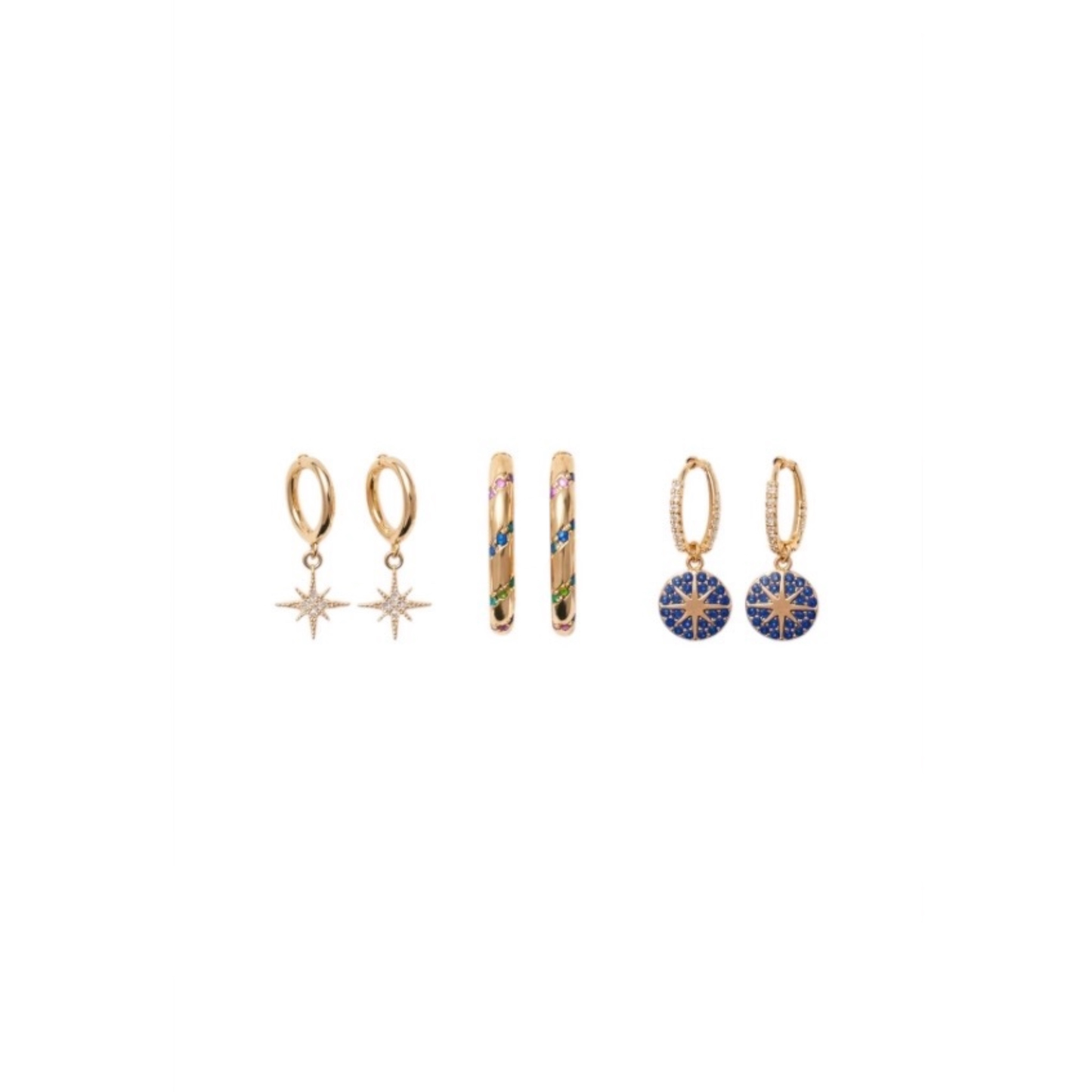 Gold-Plated Hoop and Dangle Earring Set on Copper