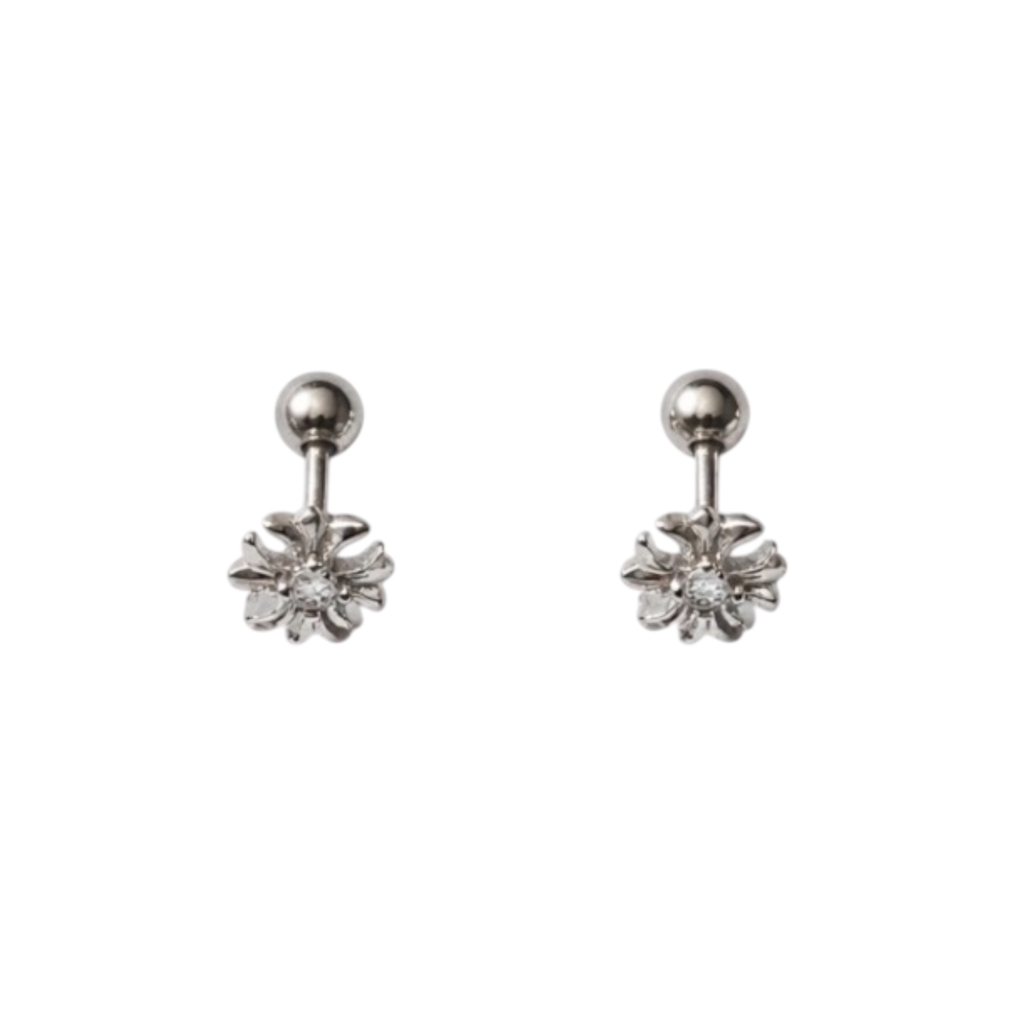 Floral-Shaped Sterling Silver Stud Earrings