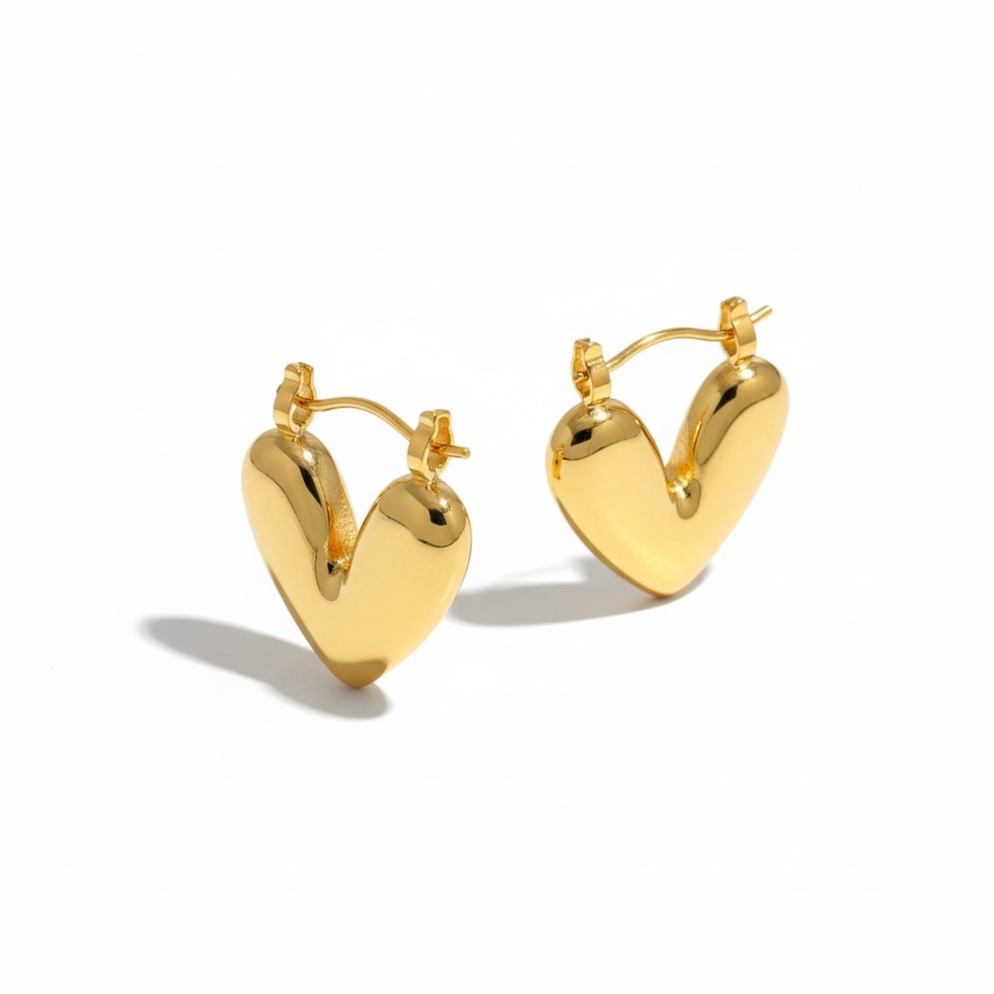 Stainless steel-gold plated heart earrings
