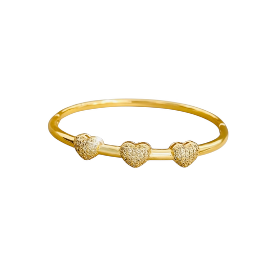 Heart Bangle Bracelet - 18K Gold Plated Stainless Steel