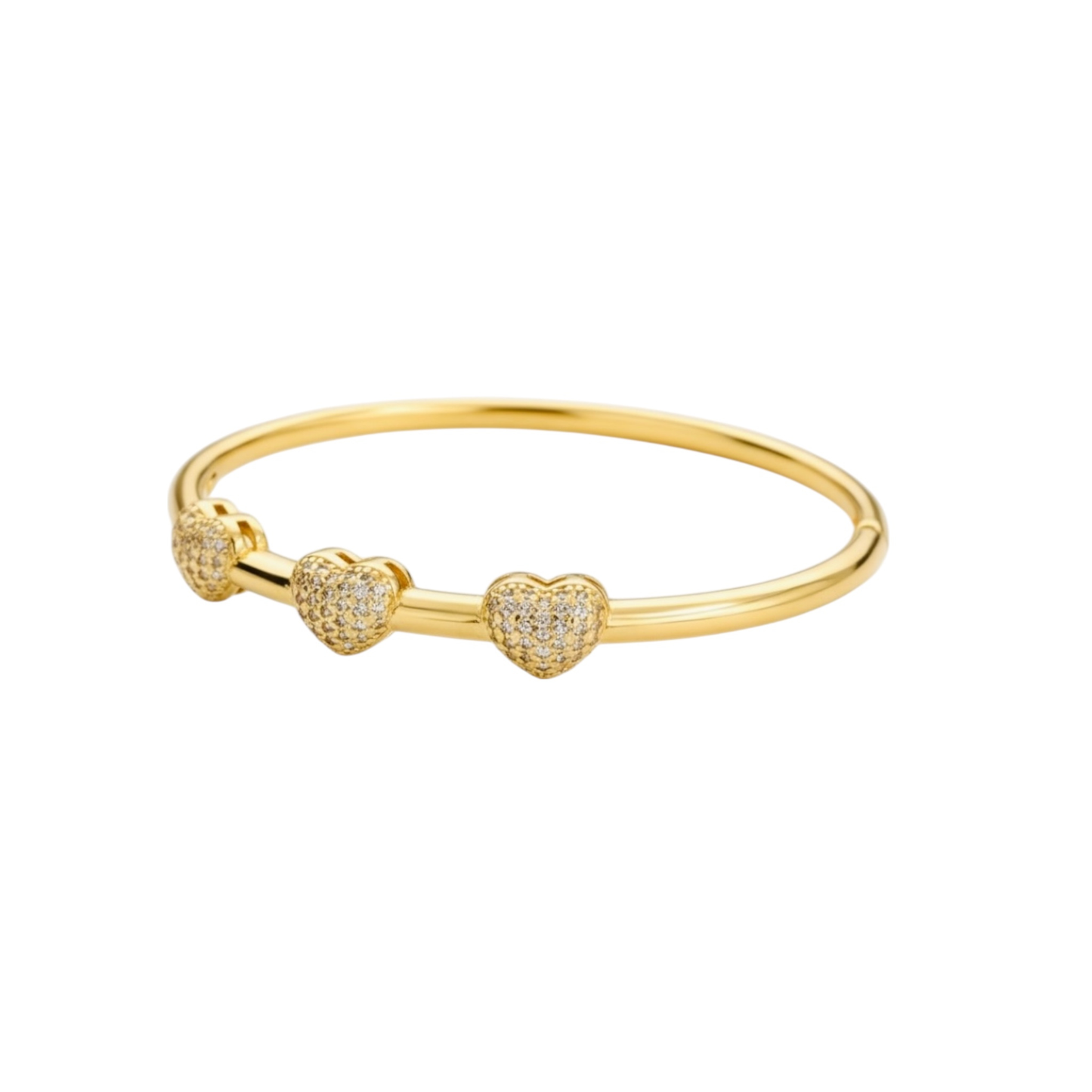 Heart Bangle Bracelet - 18K Gold Plated Stainless Steel