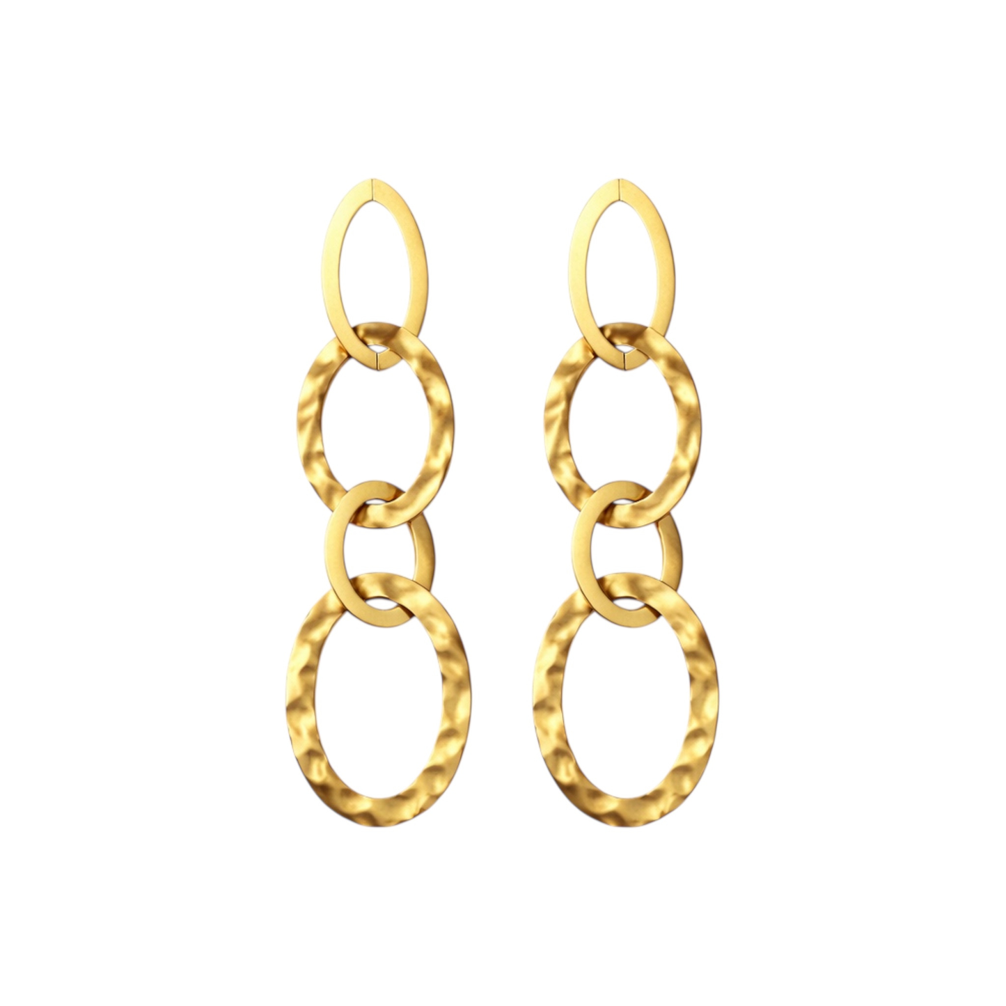 Drop Oval Earrings - Stainless Steel, 14k Gold Plated