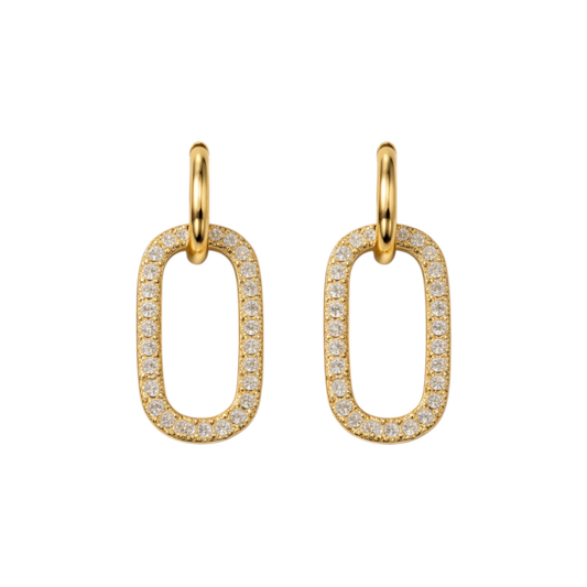 Earrings with zircons, 18k Gold plated copper