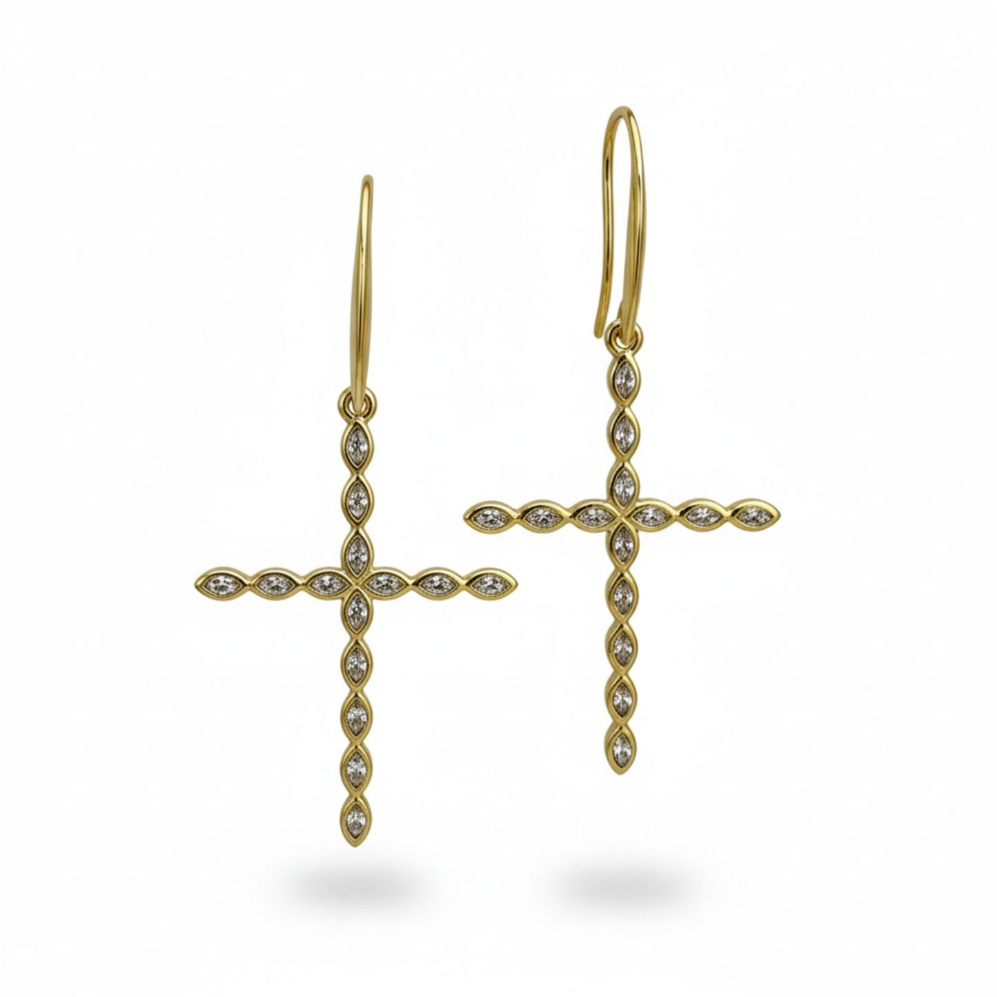 Copper and Gold-Plated Cross Dangle Earrings