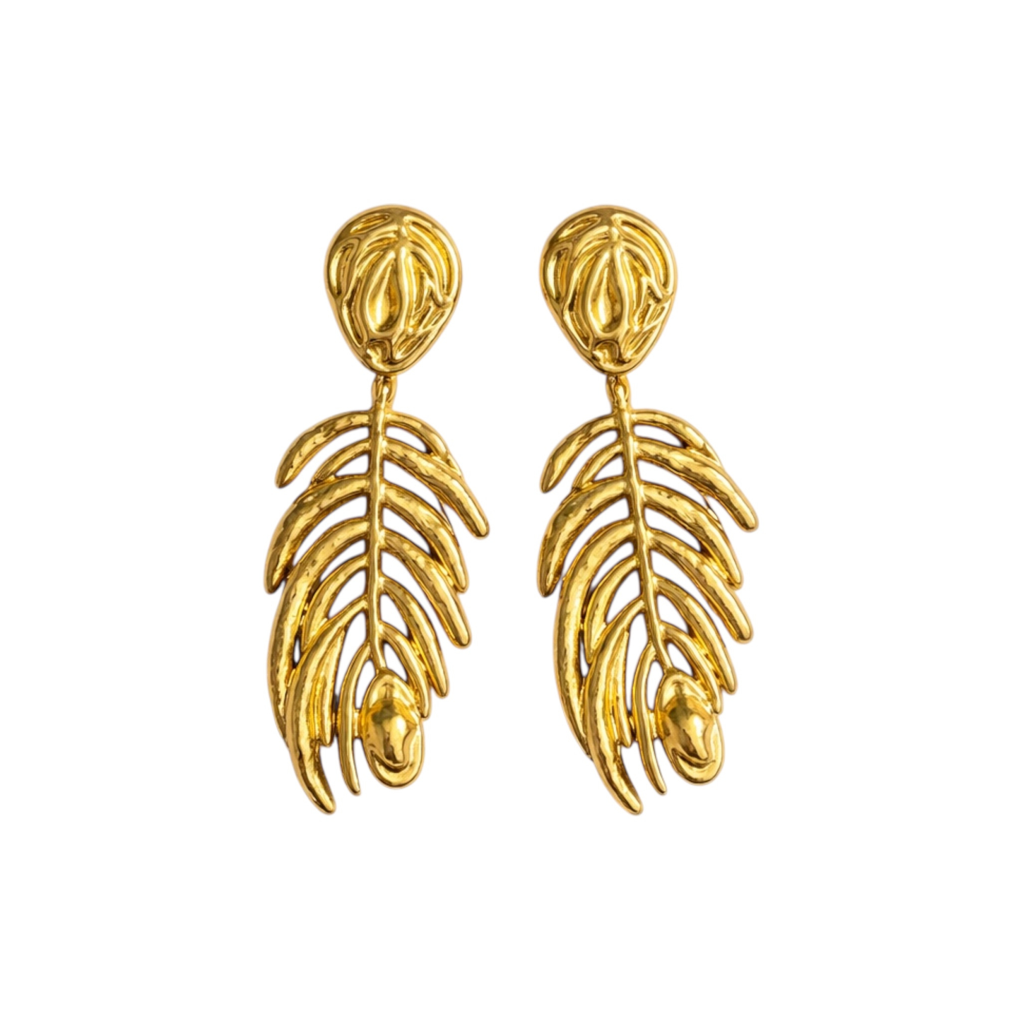 Long Abstract earrings, Stainless Steel, 18k Gold Plated