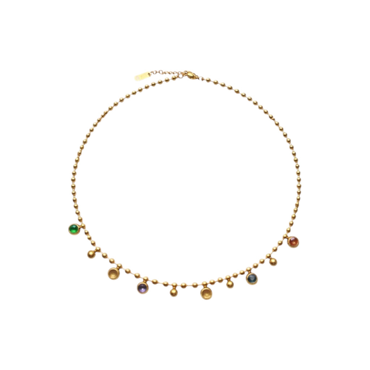 Stainless steel 18k Gold Plated with Imitation Stone Charm necklace