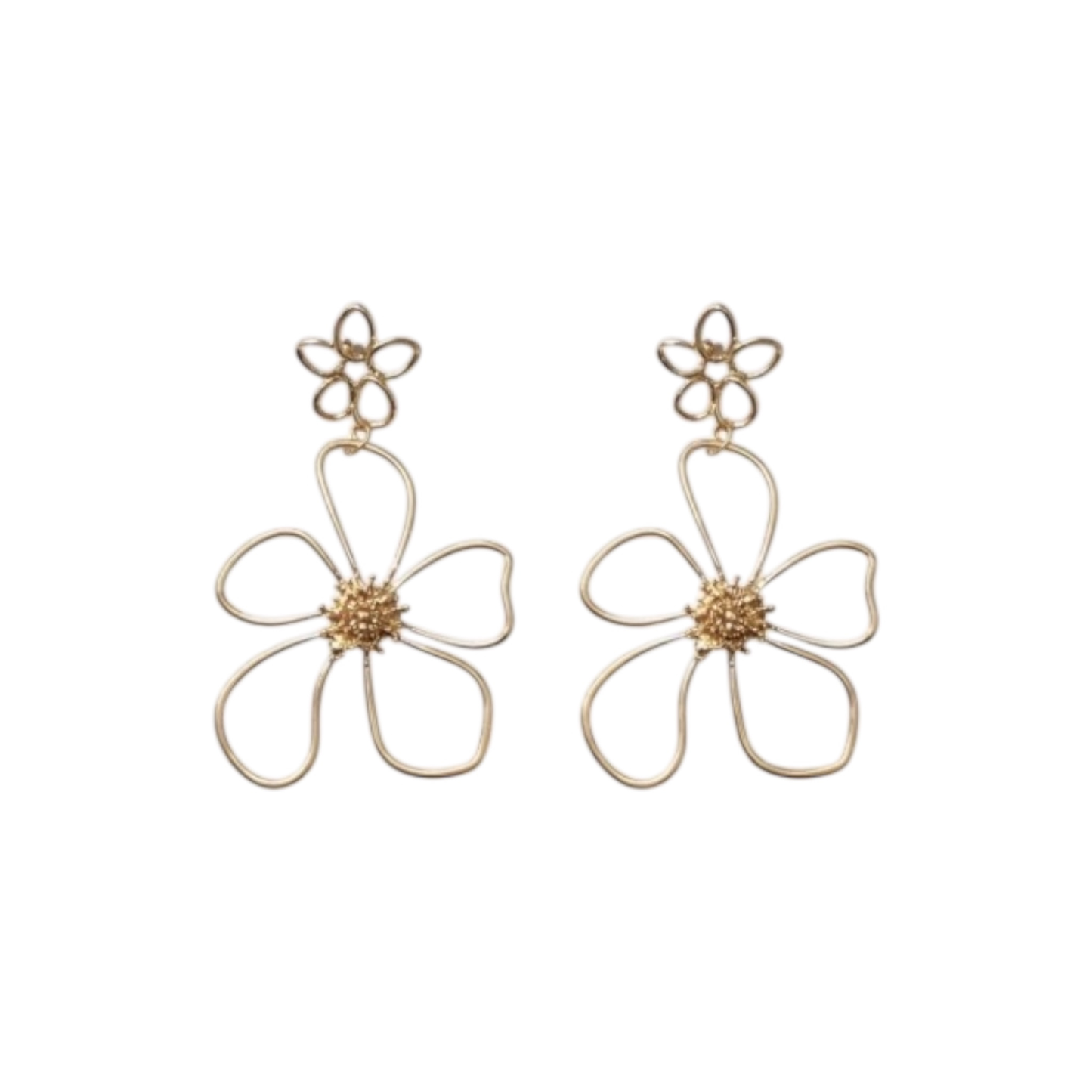 Long flower earrings, stainless steel, bohemian style