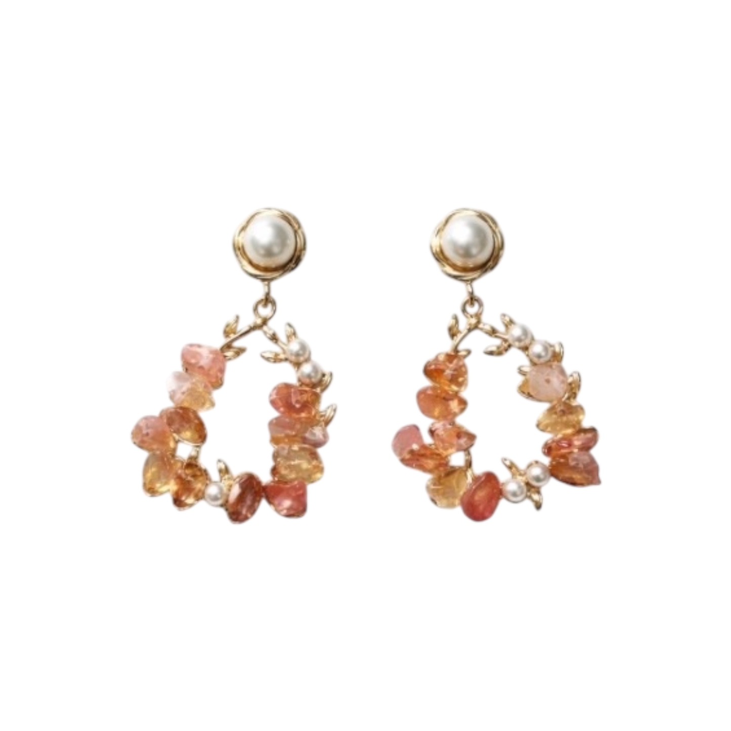 Gold plated Pink Bead Dangle Earrings